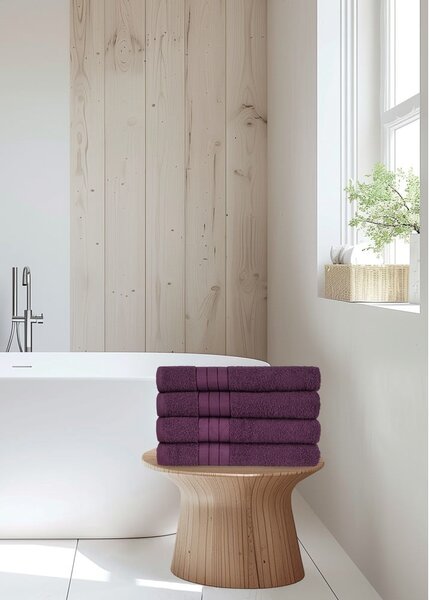 Set di 4 asciugamani in spugna di cotone bordeaux 50x100 cm - Good Morning