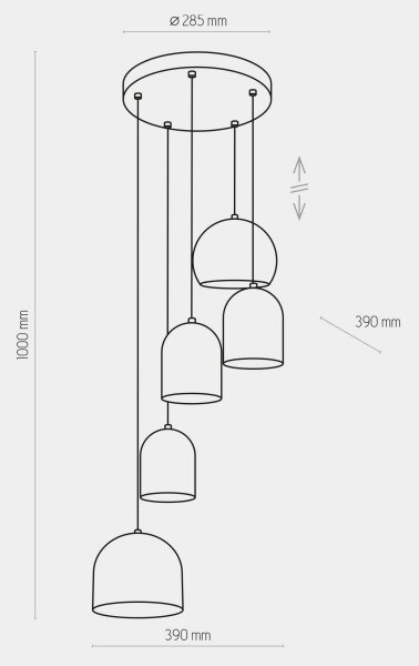 Lampadario a sospensione con filo TEMPRE 5xE27/15W/230V bianco/grigio/nero