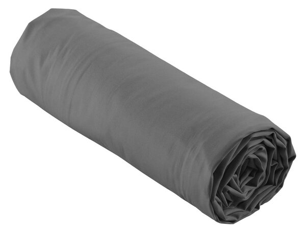 Lenzuolo in percalle di cotone elasticizzato antracite 90x190 cm Percaline - douceur d'intérieur