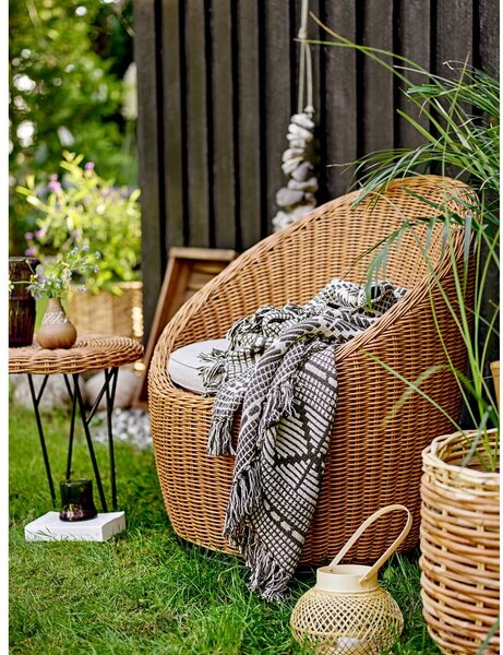 Coperta nera in cotone riciclato 130x160 cm Gutte - Bloomingville