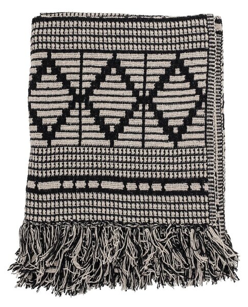 Coperta nera in cotone riciclato 130x160 cm Gutte - Bloomingville