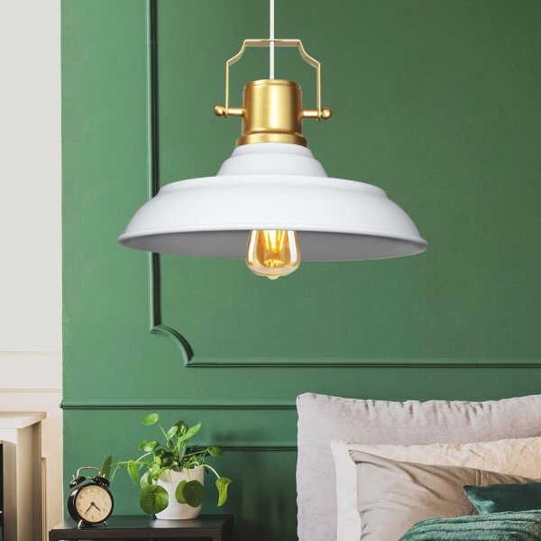Lampadario a cavo AYD 1xE27/40W/230V bianco/oro