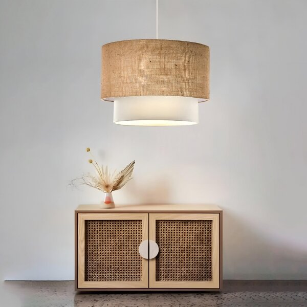Lampadario a sospensione con cavo AYD 1xE27/15W/230V beige/bianco