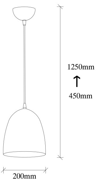 Lampadario a sospensione con cavo TATTOO 1xE27/40W/230V diam. 20 cm nero