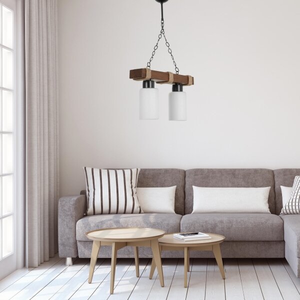 Lampadario a catena JASMIN 2xE27/40W/230V marrone/bianco