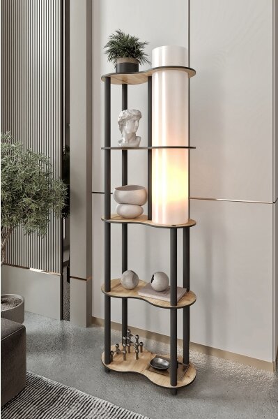 Lampada da terra con ripiani NOTO 1xE27/40W/230V beige/nero