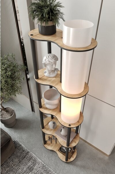 Lampada da terra con ripiani NOTO 1xE27/40W/230V beige/nero