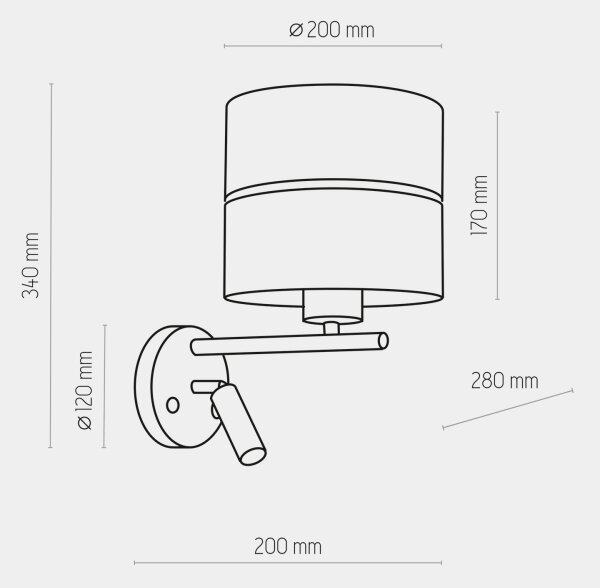 Lampada da parete LED HILTON 1xE27/15W/230V + LED/3W/230V ottone/nero