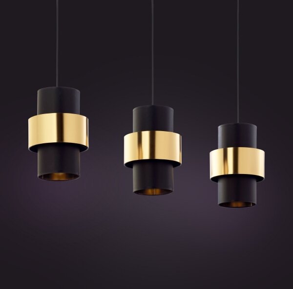 Lampadario su filo CALISTO 3xE27/15W/230V oro/nero