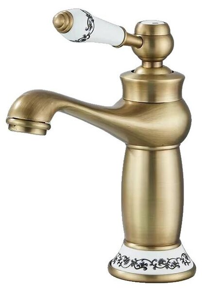 Miscelatore per lavabo, struttura in ottone, valvola in Vetroceramica, ottone anticato, attacco G1/2, acciaio inossidabile