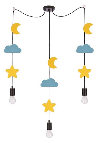 Lampadario a sospensione per bambini TRIO 3xE27/20W/230V giallo/blu