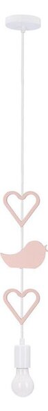 Lampadario a sospensione per cameretta HEART 1xE27/20W/230V rosa/bianco