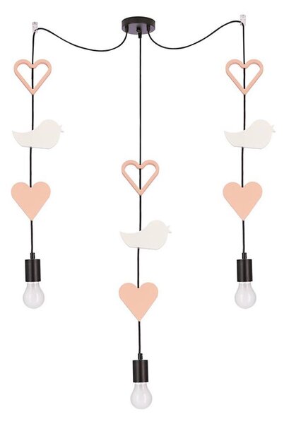 Lampadario a sospensione per bambini TRIO 3xE27/20W/230V rosa/bianco