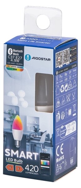 LED RGBW Lampadina C37 E27/4,9W/230V 2700-6500K - Aigostar