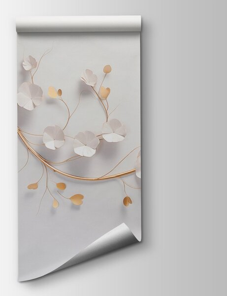 Carta da parati Elegante decorazione floreale su una parete, Carta da parati 3d fiori, Carta da parati popolare, w03653 - Tapeko.it