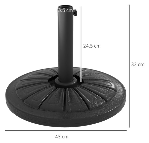 Outsunny Base per Ombrellone Rotonda Ø43cm da 13kg in Cemento per Pali da 38mm e 48mm, Nero|Aosom