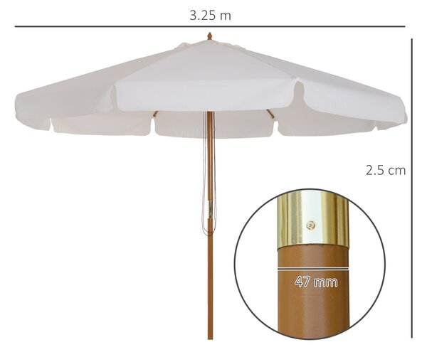 Outsunny Ombrellone da Giardino con Doppio Tettuccio, in Legno di Bambù e Poliestere, Ø325x250 cm, Crema|Aosom