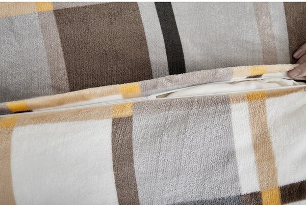 Biancheria da letto grigia/marrone in micropile per letto singolo 140x200 cm – My House