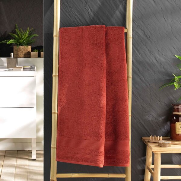 Asciugamano in spugna di cotone color mattone 70x130 cm Tendresse - douceur d'intérieur
