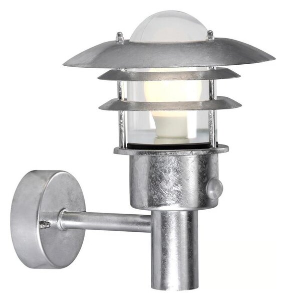 Nordlux - Lampada da parete esterna con sensore LONSTRUP 1xE27/60W/230V IP44 argento