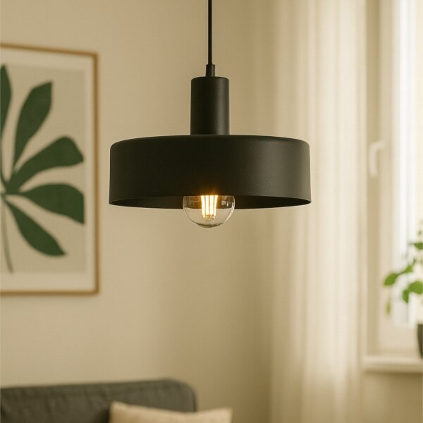 Lampadario a sospensione con cavo ARCANE 1xE27/60W/230V nero