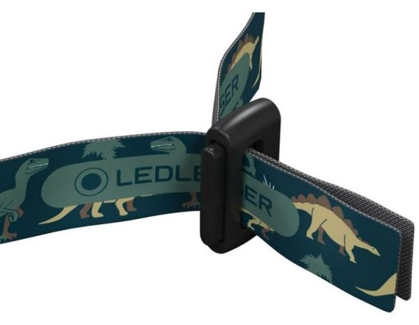 Ledlenser KIDLED4R DINO - Lampada frontale LED ricaricabile a intensità regolabile per bambini, IPX4, 40 lm, 18 h, verde