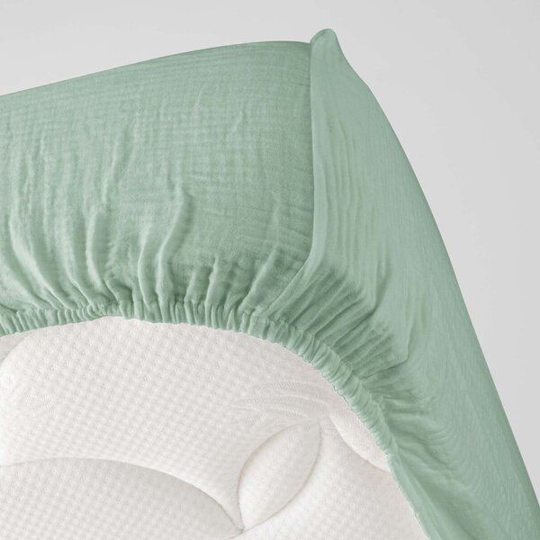 Telo in mussola elasticizzata verde chiaro 140x190 cm Angelia - douceur d'intérieur