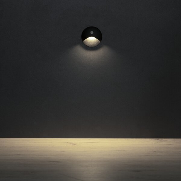 Kanlux 39136 - Lampada LED per gradini con sensore EXIN, 2,5W/230V, 4000K, IP65, nera, rotonda