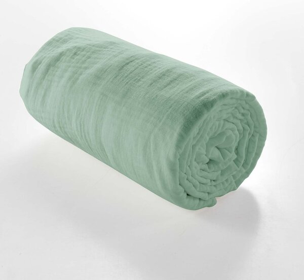 Telo in mussola elasticizzata verde chiaro 140x190 cm Angelia - douceur d'intérieur