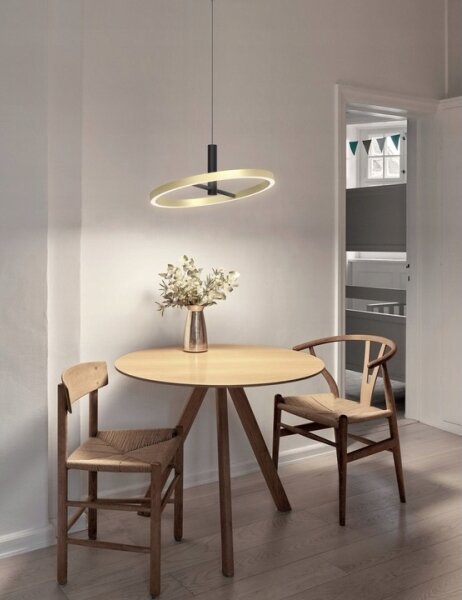Wofi 6016-104L - Lampadario dimmerabile a sospensione su cavo BREST LED/19W/230V nero/oro