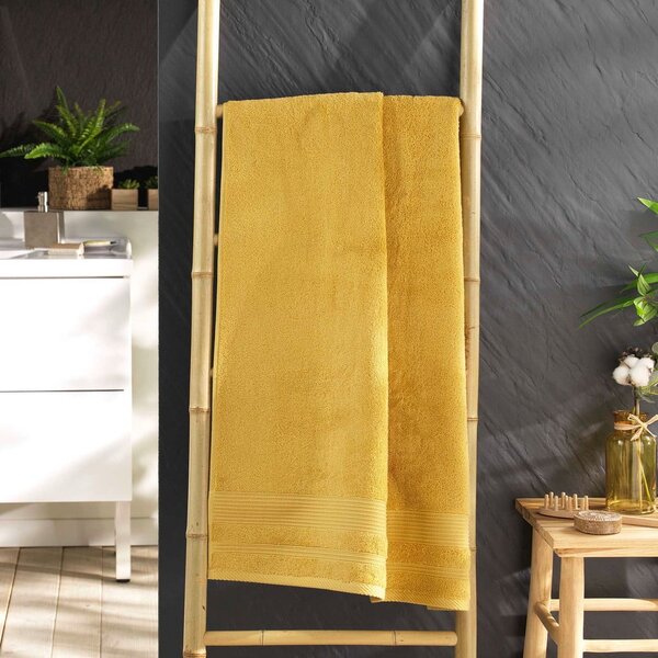 Asciugamano giallo in spugna di cotone 70x130 cm Tendresse - douceur d'intérieur