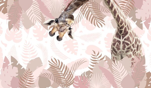 Carta da parati giraffa curiosa nella giungla, Carta da parati Animali, w03619 : Uwalls.it