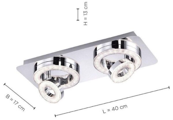 Leuchten Direkt 14521-17 - Plafoniera LED TIM 2xLED/2,8W/230V + 2xLED/3,1W
