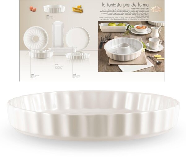 Stampo per Crostata in Porcellana da Forno diametro 26xh 4 cm Collezione Toscana lavabile in lavastoviglie porcellana Di Limoges Bianco Freddo