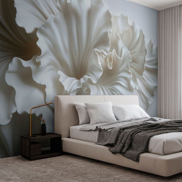 Carta da parati delicati petali bianchi con intricati bordi ondulati, Carta da parati 3D, Carta da parati Fiori 3D, w03620 : Uwalls.it