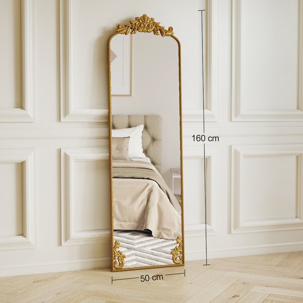 HOMCOM Specchio da Terra a Figura Intera Stile Barocco 50x160 cm Oro | Aosom Italy