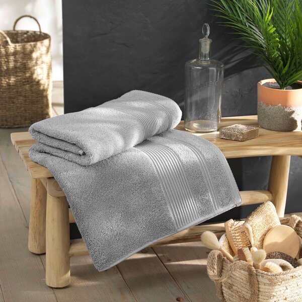 Asciugamano in spugna di cotone grigio chiaro 90x150 cm Tendresse - douceur d'intérieur