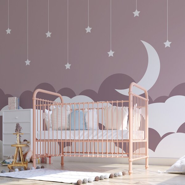 Carta da parati Luna e stelle nel cielo, Carta da parati per Bambini, Carta da parati popolare, w03626 - Tapeko.it