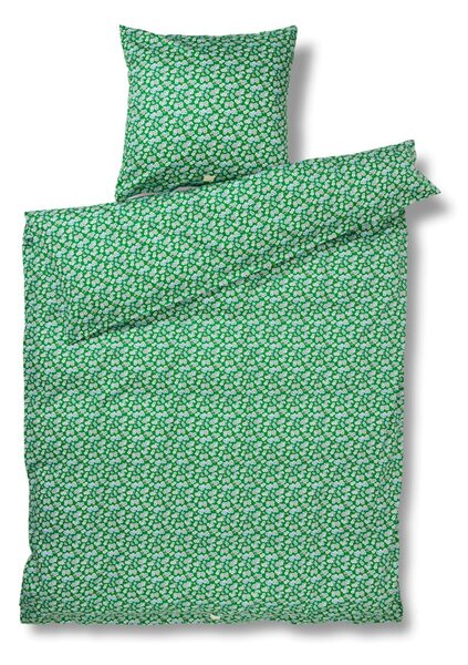 Biancheria da letto singola in cotone sateen verde 140x200 cm Pleasantly - JUNA