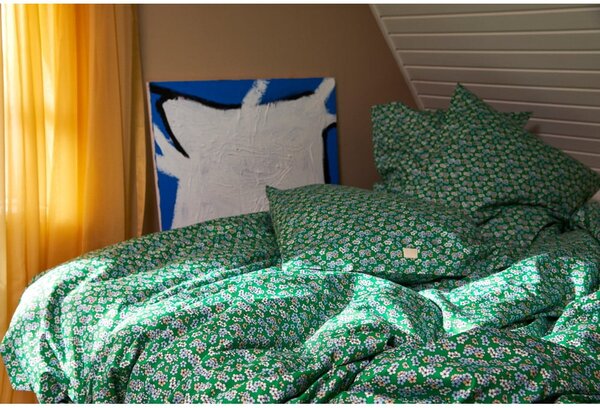 Biancheria da letto singola in cotone sateen verde 140x200 cm Pleasantly - JUNA