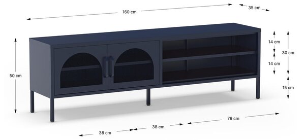 Mobile TV blu scuro 160x50 cm Diora - Marckeric