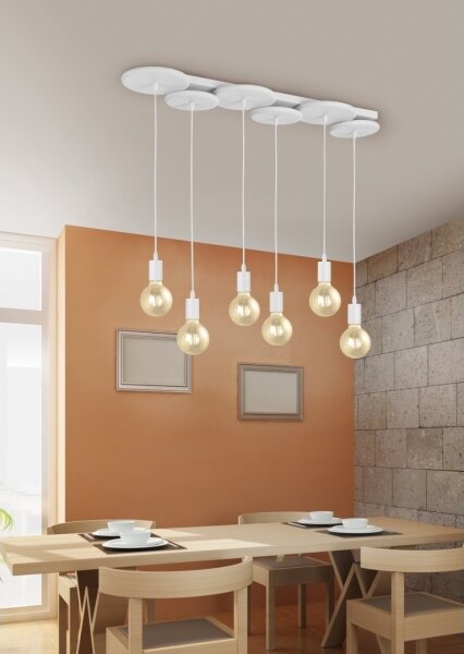 Trio - Lampadario su corda DISCUS 6xE27/28W/230V bianco