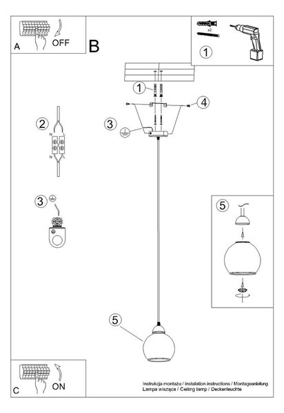 Apparecchio a sospensione nero ø 15 cm Grande - Nice Lamps