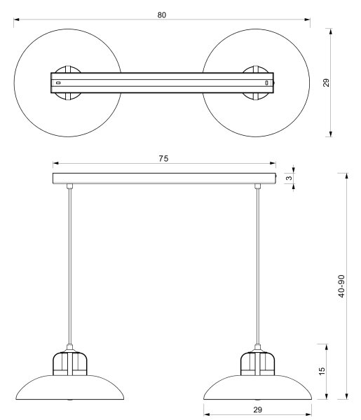 Lampadario su filo FELIX 2xE27/60W/230V verde
