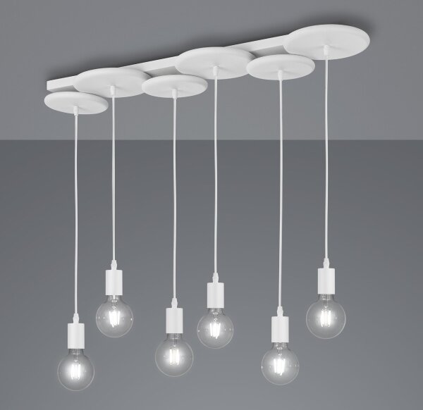 Trio - Lampadario su corda DISCUS 6xE27/28W/230V bianco
