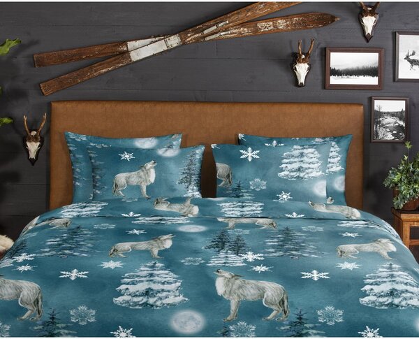Set lenzuola letto matrimoniale in flanella verde 200x220 cm Midnight - Good Morning