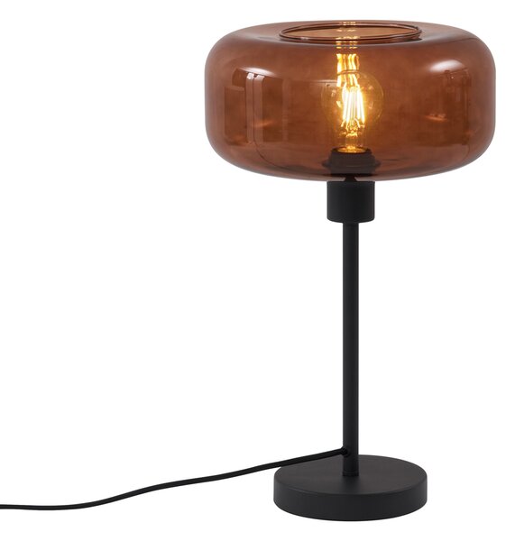 Lampada da Tavolo Retrò Nera con Vetro Bronzo - Bizle