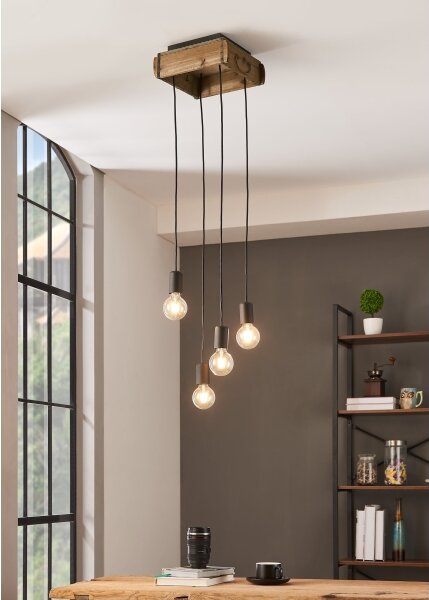 Eglo 43591 - Lampadario su corda LANA 4xE27/40W/230V