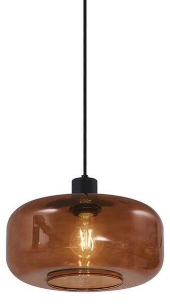 Lampada a sospensione retrò nera con vetro bronzo - Bizle