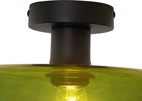 Lampada da soffitto retrò nera con vetro verde - Bizle